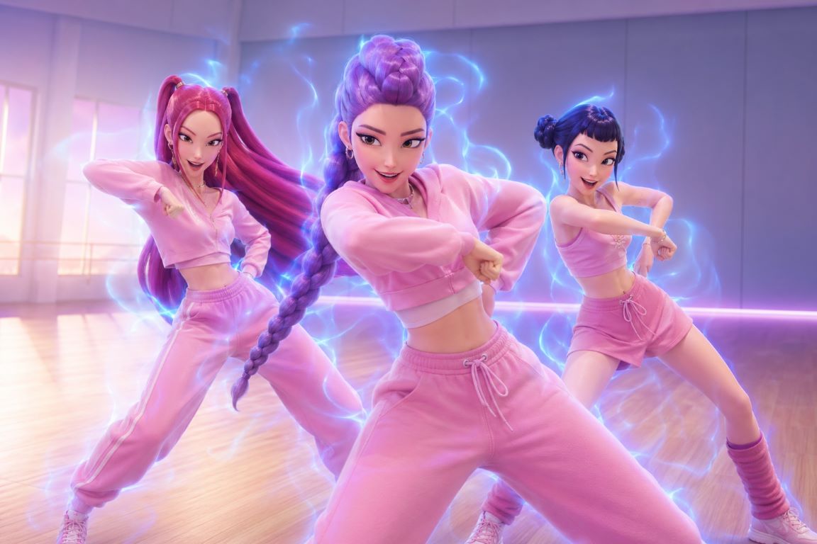 AI-generated KDH fan art — Huntrix group alternate from KPop Demon Hunters