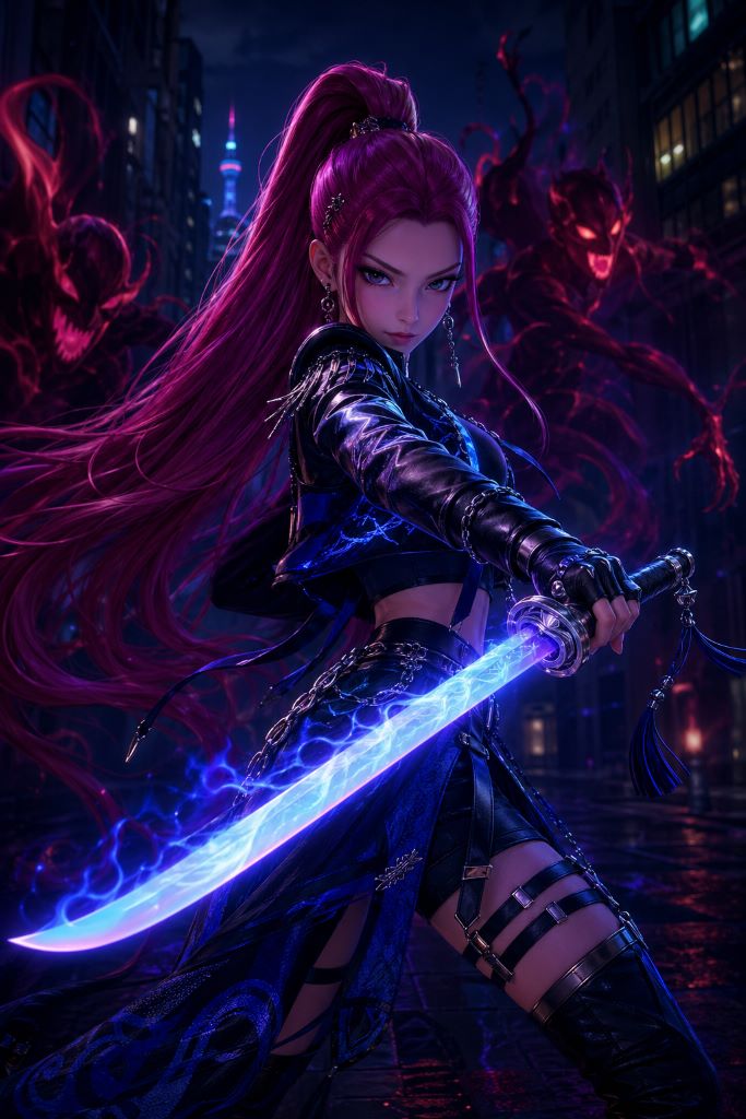 AI-generated KDH fan art — Mira from Huntrix KPop Demon Hunters