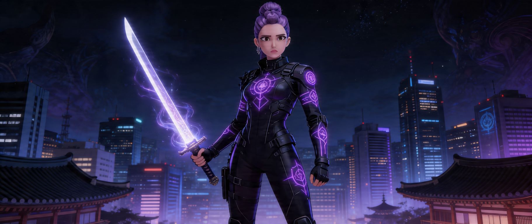 AI-generated KDH fan art — Rumi from KPop Demon Hunters