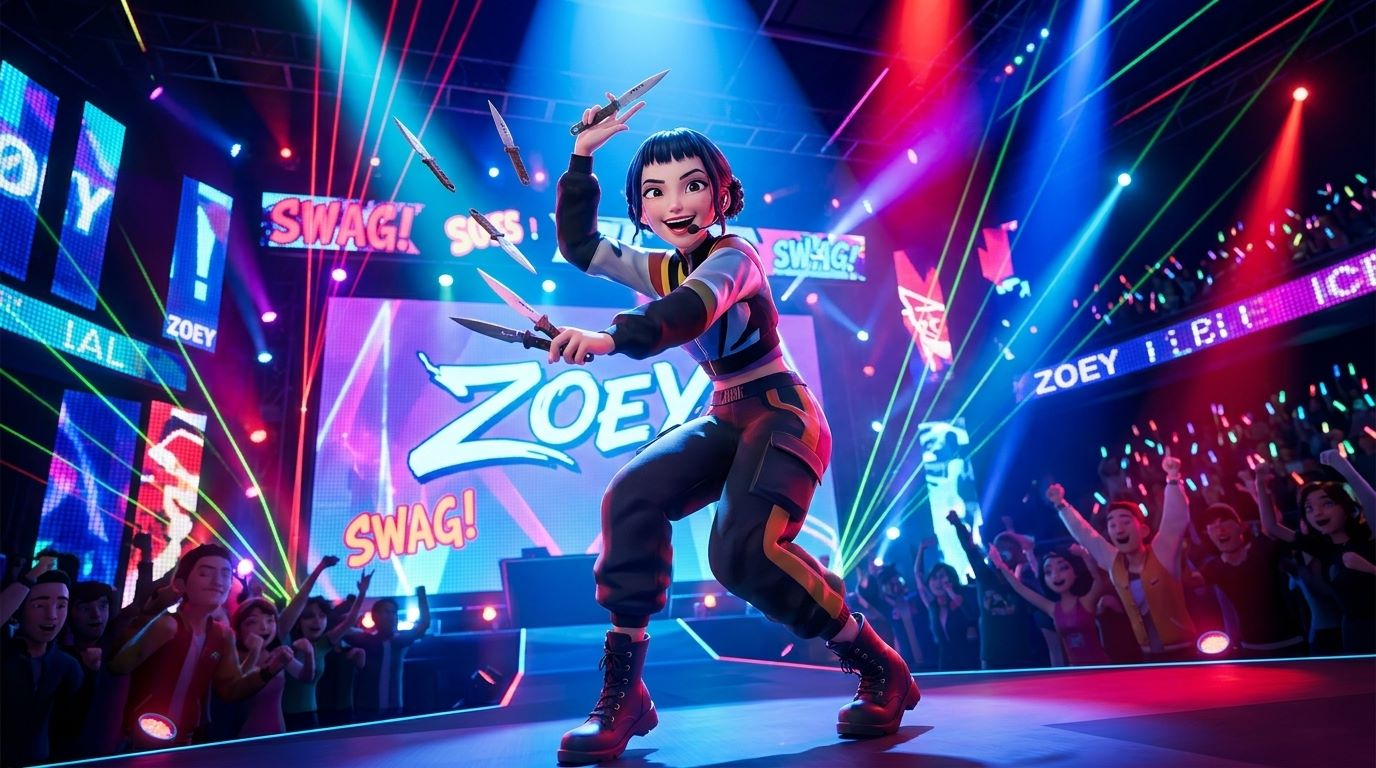 AI-generated KDH fan art — Zoey alternate art from Huntrix KPop Demon Hunters